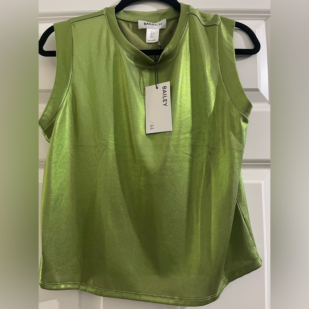 Bailey 44 Green Sleeveless Shimmer Top